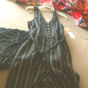 Black pinstriped jumpsuit